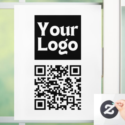 Bewerkbare QR-code & uw bedrijfslogo of afbeelding Raamsticker (Huis)
