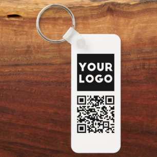 Bewerkbare QR-code & uw bedrijfslogo of afbeelding Sleutelhanger