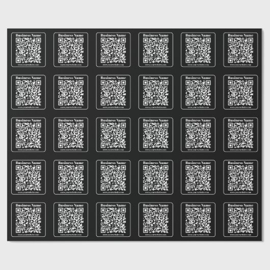 Bewerkbare QR-code Zwart & Wit Retro Moderne Stijl Cadeaupapier (Vlak)