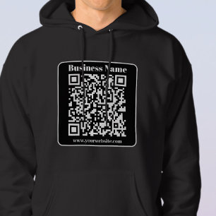 Bewerkbare QR-code Zwart & Wit Retro Moderne Stijl Hoodie