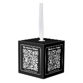 Bewerkbare QR-code Zwart & Wit Retro Moderne Stijl Kubus Ornament (Achter hoekig)