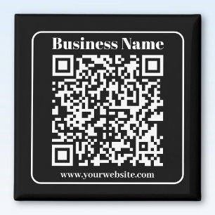 Bewerkbare QR-code Zwart & Wit Retro Moderne Stijl Magneet