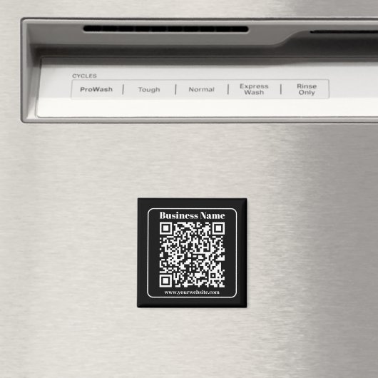 Bewerkbare QR-code Zwart & Wit Retro Moderne Stijl Magneet (Insitu (Vaatwasser))
