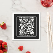 Bewerkbare QR-code Zwart & Wit Retro Moderne Stijl Servet (Insitu)