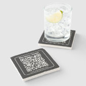 Bewerkbare QR-code Zwart & Wit Retro Moderne Stijl Stenen Onderzetter (Zijkant)