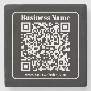 Bewerkbare QR-code Zwart & Wit Retro Moderne Stijl Stenen Onderzetter