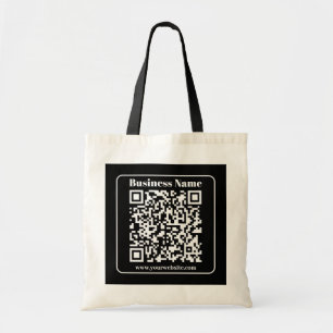 Bewerkbare QR-code Zwart & Wit Retro Moderne Stijl Tote Bag