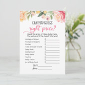 Bewerkbare raad-de-juiste-prijs spel Baby Shower K Kaart (Staand voorkant)