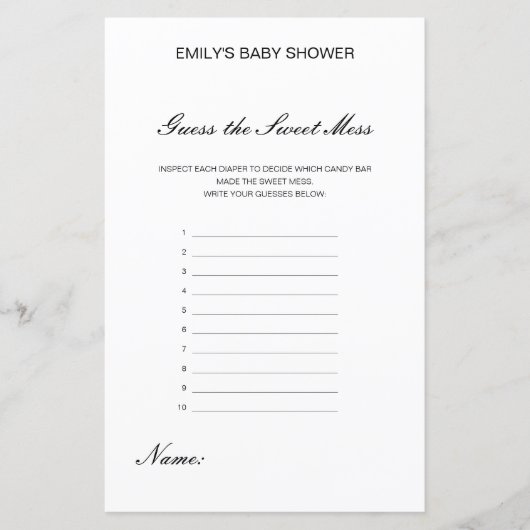 Bewerkbare Raad de Sweet Mess, Dirty Diaper (Voorkant)