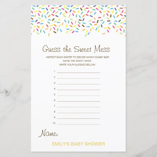 Bewerkbare Raad de Sweet Mess, Dirty Diaper (Voorkant)