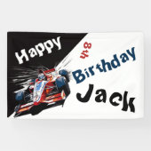 Bewerkbare Race Car Verjaardagsbanner Spandoek (Horizontaal)