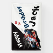 Bewerkbare Race Car Verjaardagsbanner Spandoek (Verticaal)