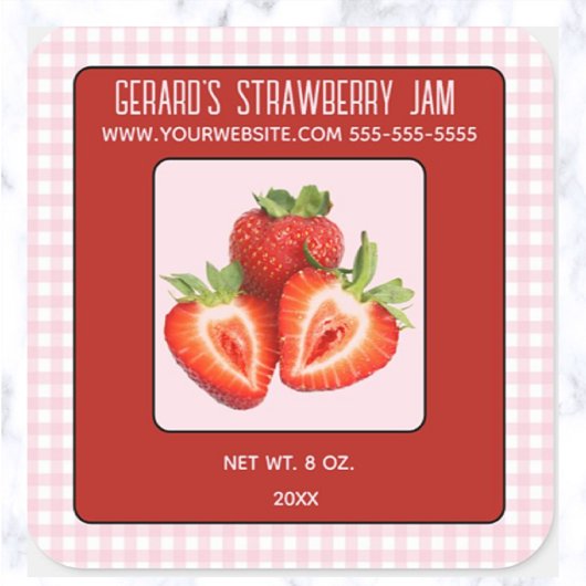 Bewerkbare Raspberry Jam Vierkante Sticker