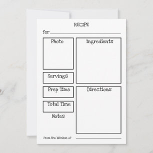 Bewerkbare Recept Kaart. Personaliseer met foto's Feestdagenkaart