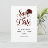 Bewerkbare Red Rose bruiloft Save The Date (Staand voorkant)