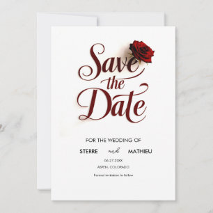 Bewerkbare Red Rose bruiloft Save The Date