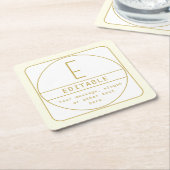 Bewerkbare Retro-moderne ontwerp sjabloon goud en  Vierkante Kartonnen Onderzetter (Schuin)