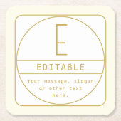 Bewerkbare Retro-moderne ontwerp sjabloon goud en  Vierkante Kartonnen Onderzetter (Voorkant)