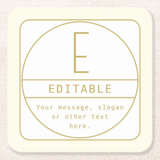 Bewerkbare Retro-moderne ontwerp sjabloon goud en Vierkante Kartonnen Onderzetter (Voorkant)