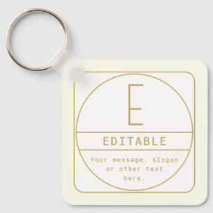 Bewerkbare Retro-moderne ontwerp sjabloon Goud & W Sleutelhanger
