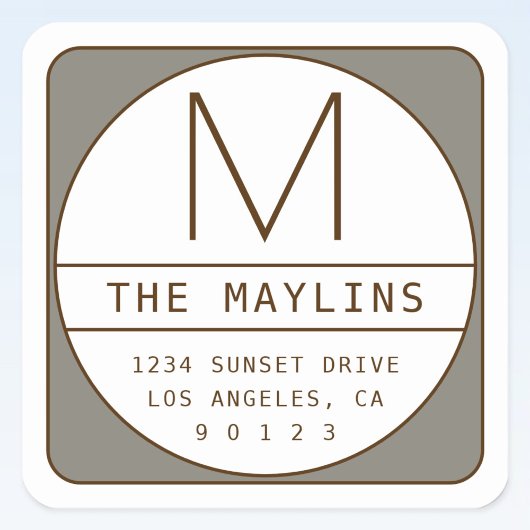 Bewerkbare Retro-moderne ontwerp sjabloon | Grijs  Vierkante Sticker