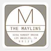 Bewerkbare Retro-moderne ontwerp sjabloon | Grijs  Vierkante Sticker (Voorkant)