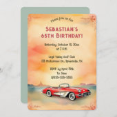 Bewerkbare retro rode auto kaart (Voorkant / Achterkant)