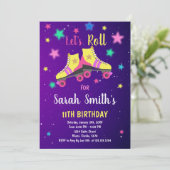 Bewerkbare Retro Rolschaatsen Party Uitnodigen Kaart (Staand voorkant)