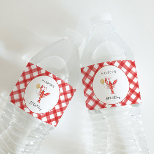 Bewerkbare rivierkreeftwaterfleslabels waterfles etiket
