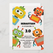 Bewerkbare Robot Verjaardag Uitnodiging (Voorkant / Achterkant)