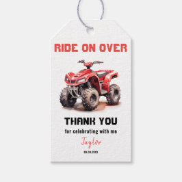 Bewerkbare rode ATV wieler fiets verjaardag Cadeaulabel