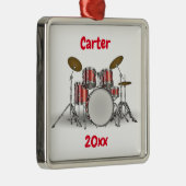 Bewerkbare rode drumset metalen ornament (Rechts)