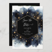 Bewerkbare romantische hemelse bruiloft save the date (Voorkant / Achterkant)