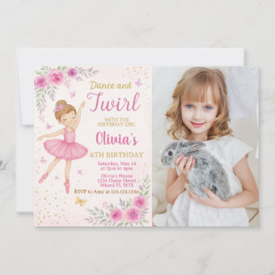 Bewerkbare Roze Ballerina Party Nodig Sjabloon uit Kaart