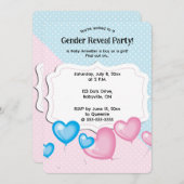 Bewerkbare Roze en Blauwe Stippen Geslacht Reveal Kaart (Voorkant / Achterkant)