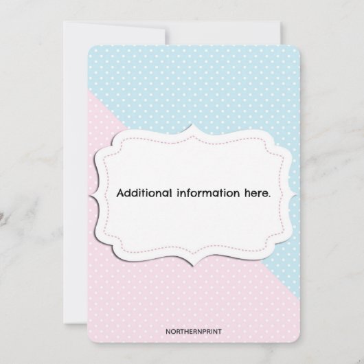 Bewerkbare Roze en Blauwe Stippen Geslacht Reveal Kaart (Achterkant)