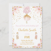 Bewerkbare Roze Glitter Ballerina Verjaardag Kaart (Voorkant)