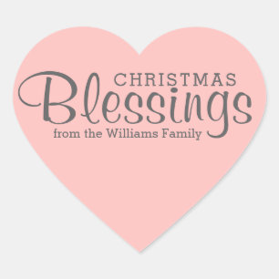 Bewerkbare Roze Hart Kerst Zegeningen Stickers