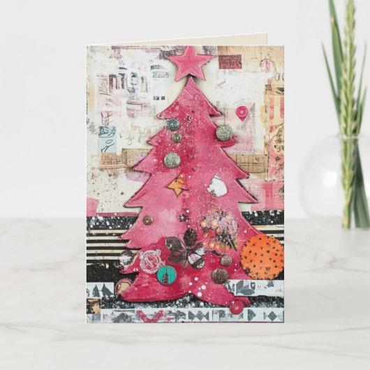 BEWERKBARE  Roze Kerst Kaart (Voorkant)