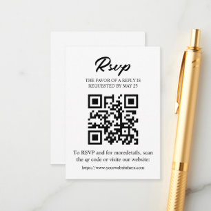 Bewerkbare RSVP-kaart met QR-code, uitnodigingsinz Informatiekaartje
