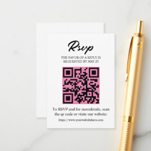 Bewerkbare RSVP-kaart met QR-code, uitnodigingsinz Informatiekaartje