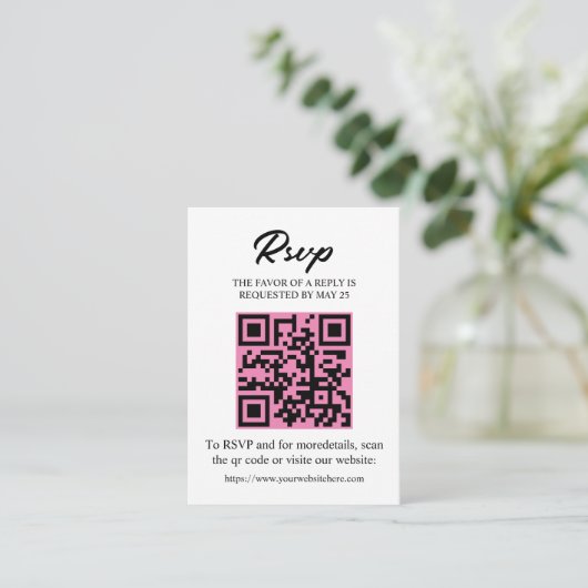 Bewerkbare RSVP-kaart met QR-code, Uitnodigingstoe Informatiekaartje (Staand voorkant)