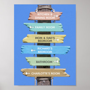 Bewerkbare Rustic Pastel Home Beach-signalen Poster