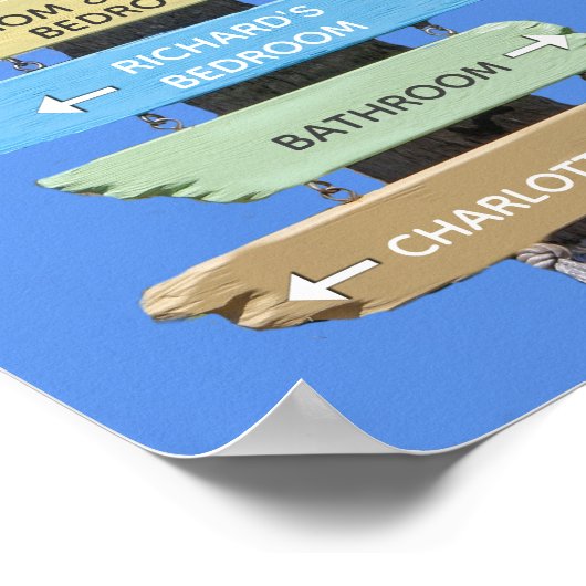 Bewerkbare Rustic Pastel Home Beach-signalen Poster (Hoek)