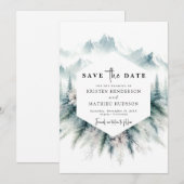 Bewerkbare rustieke berg bruiloft save the date (Voorkant / Achterkant)