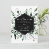 Bewerkbare rustieke bloemen Sage Green Wedding Save The Date (Staand voorkant)