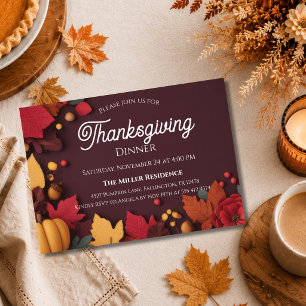 Bewerkbare Rustieke Herfst Thanksgiving Dinner Uit Kaart