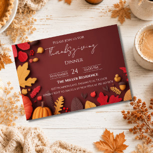 Bewerkbare Rustieke Herfst Thanksgiving Dinner Uit Kaart