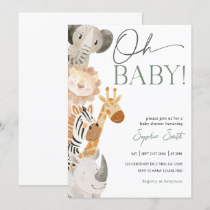 Bewerkbare Safari Baby shower Invitation Kaart