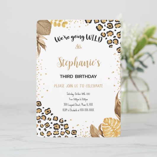 Bewerkbare Safari verjaardagsuitnodiging Kaart (Staand voorkant)